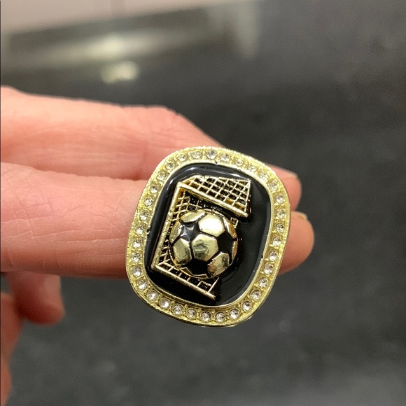 Gold plated Soccer Diamanté Class Ring - Picture 4 of 6
